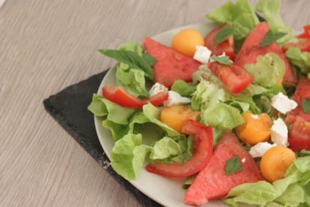 Salade sucrée salée: Melon, Pastèque, chèvre